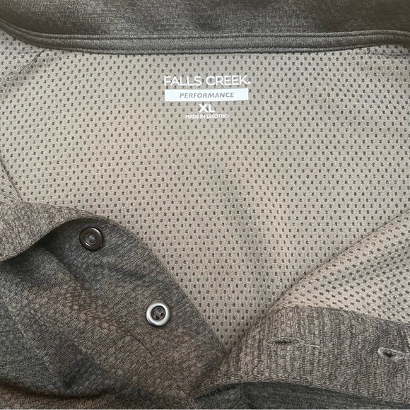 Men’s Falls Creek Polo Polyester Shirt Gray 3 Button Placket Size XL - Picture 7 of 7